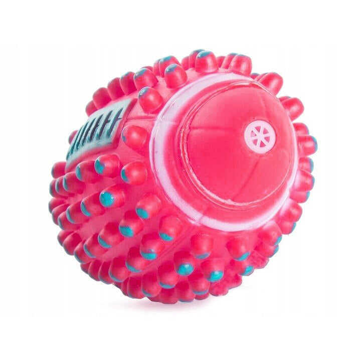 Jucarie pentru caini, Zola®, minge rugby, sunet, 12 cm, roz-rosu