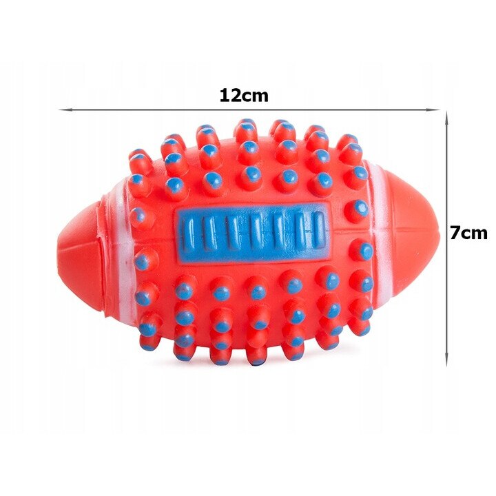 Jucarie pentru caini, Zola®, minge rugby, sunet, 12 cm, roz-rosu
