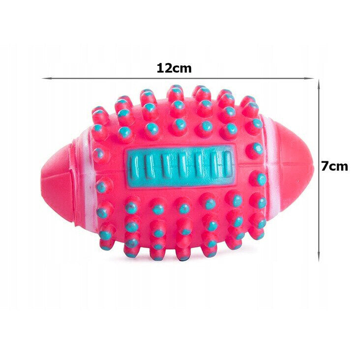 Jucarie pentru caini, Zola®, minge rugby, sunet, 12 cm, roz-rosu