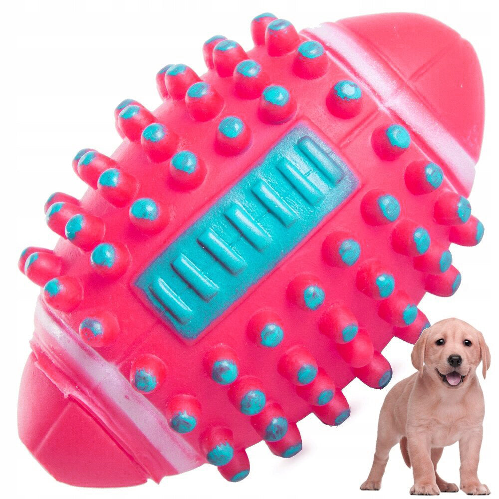 Jucarie pentru caini, Zola®, minge rugby, sunet, 12 cm, roz-rosu