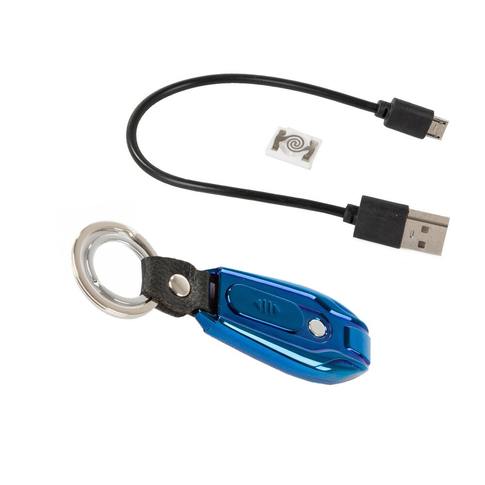 Bricheta electrica, tip breloc Zola®, cu lanterna, incarcare USB, albastra, cutie depozitare inclusa