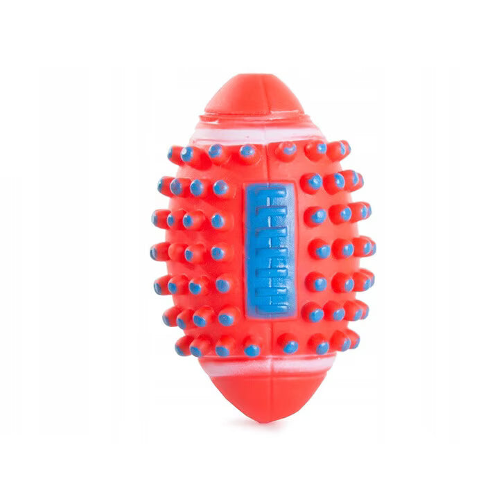 Jucarie pentru caini, Zola®, minge rugby, sunet, 12 cm, roz-rosu