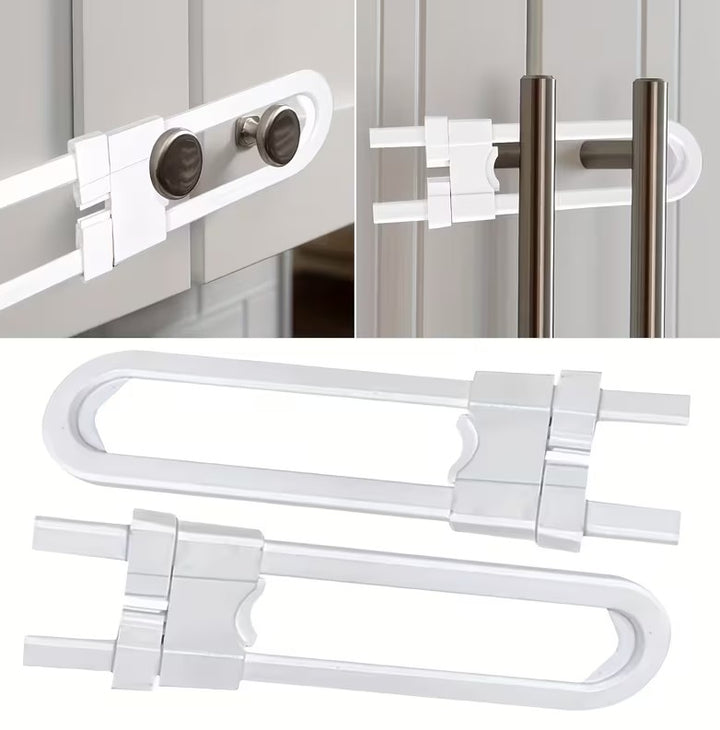 Set 2 sigurante albe pentru copii, Zola®, pentru sertare, din plastic, 18x4.3 cm