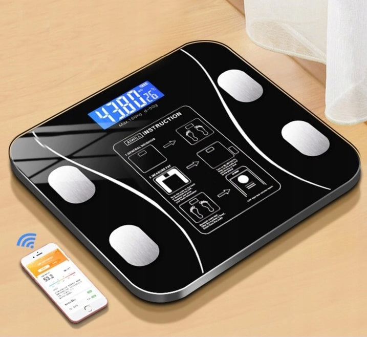 Cantar inteligent digital cu bluetooth, Zola, analiza completa a compozitiei corporale, aplicatie Android/iOS, 180 kg, negru, cu afisaj LED si memorie pentru 8 utilizatori