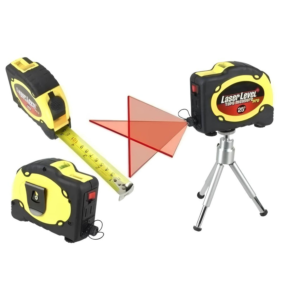 Nivela laser cu ruleta, Zola®, masoara 7.5 m , poloboc integrat, trepied, unda laser 630-680 nm, 35x110x80 mm, galben/negru