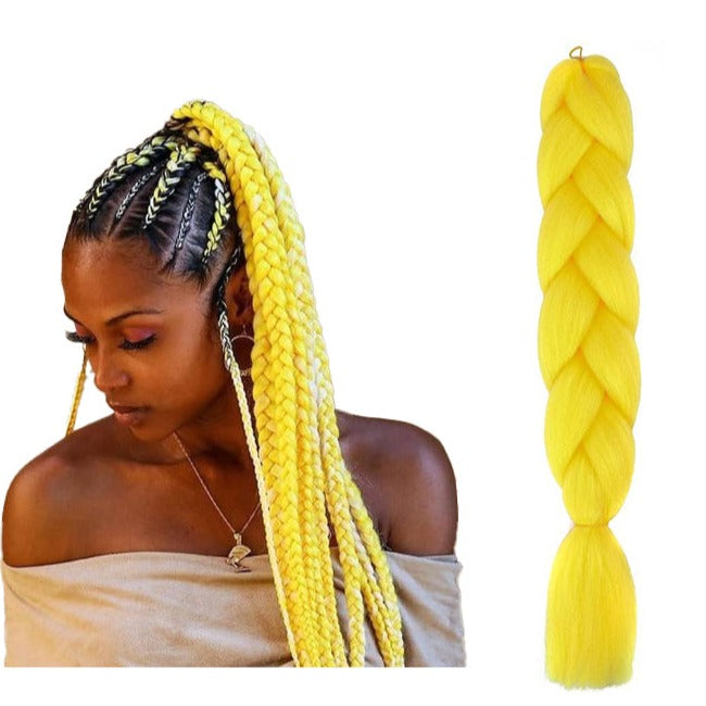 Extensie de par sintetic pentru impletituri, Zola®, galben, 60 cm